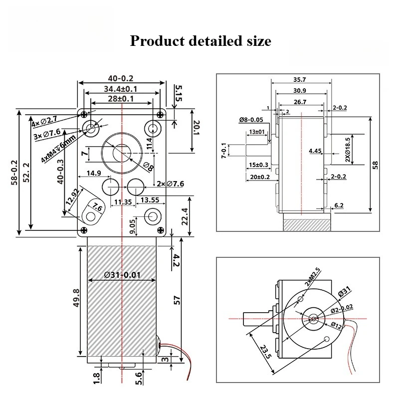 5840-31ZY Turbine Worm Micro DC Retarder Motor Self-locking Speed Regulation Slow Motor 12V24V
