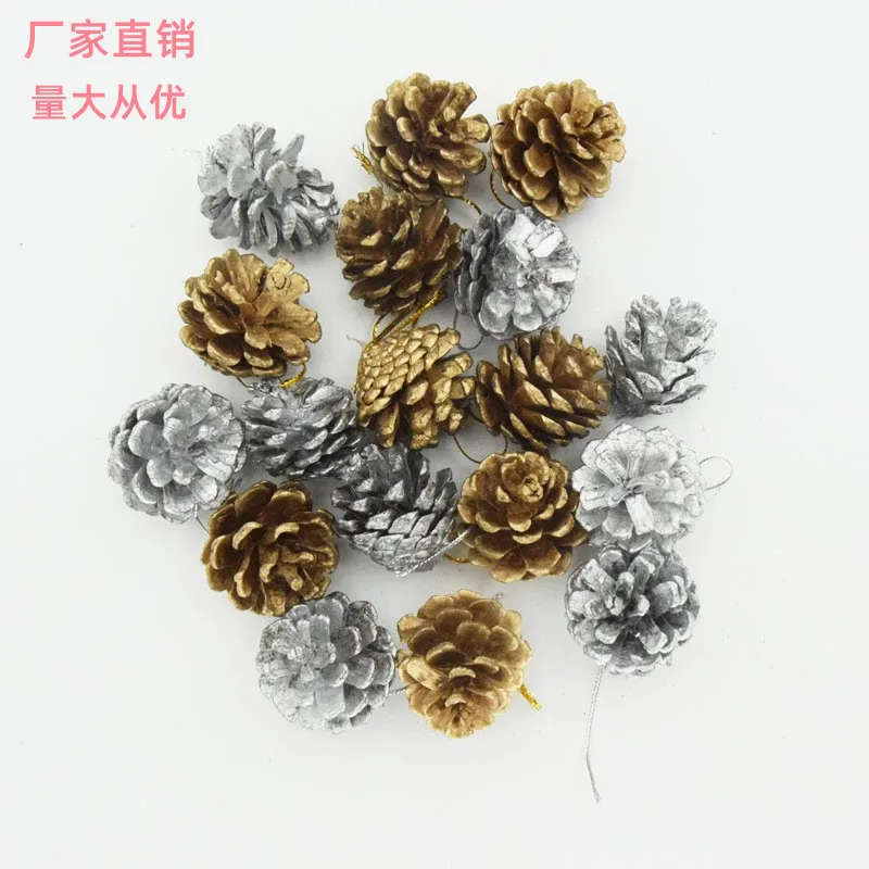 

Christmas Tree 3-4CM Gold Silver Pinecone Pine Tower Christmas Tree Pendant Decoration Wooden Jewelry Handmade DIY Prop Model