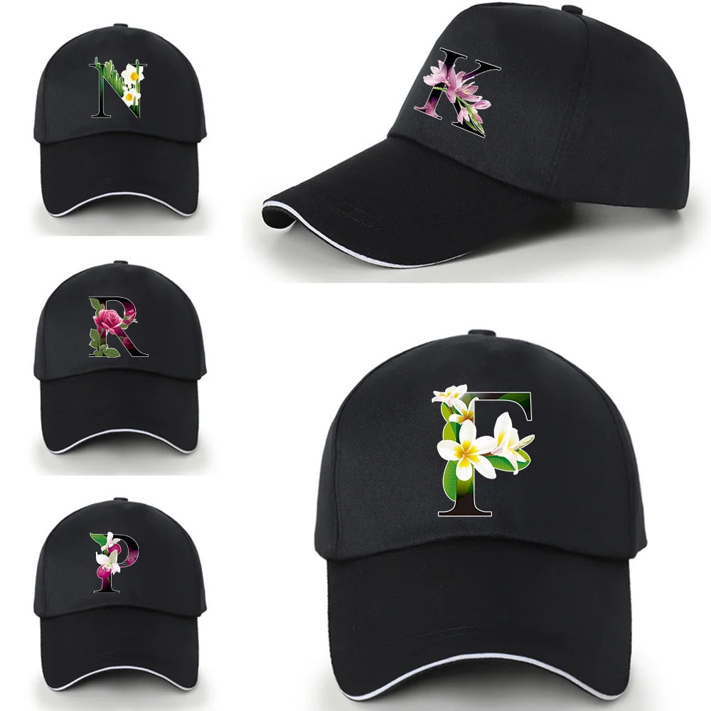 

Black Baseball Cap Flower Color Printing Wild Hip-hop Hat Hipster Must-have Peaked Cotton Cap Dad Casual Summer Outdoor Sun Hat