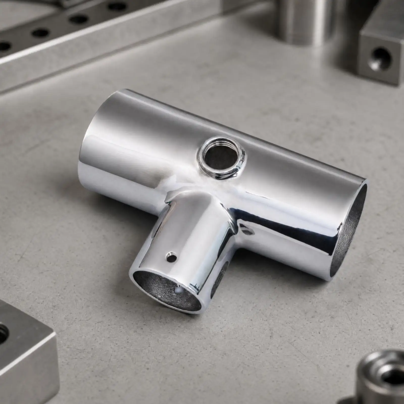Compact Tee Tube Connector Stainless Steel Shiny Finish 3mm Wall Thickness Branch Line Joint for Yacht and Camping Structure
