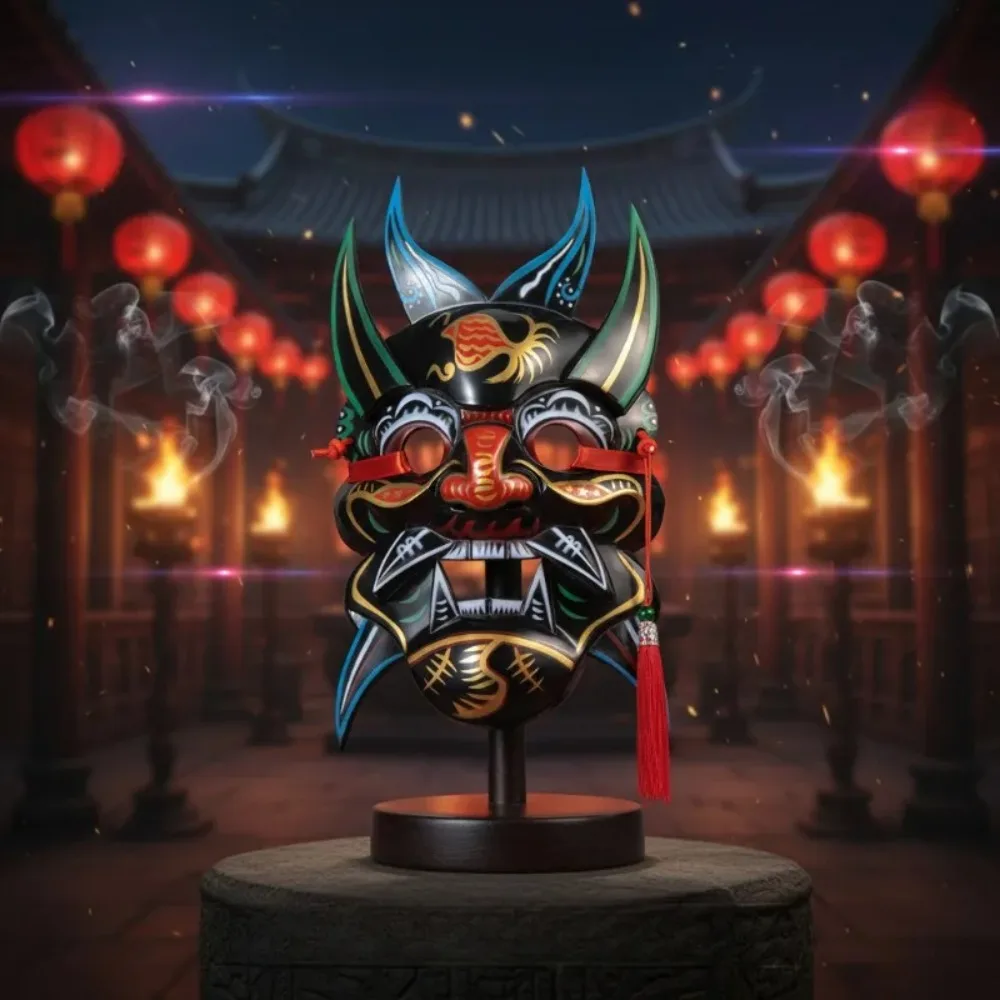 Hand Painted Nuo Opera Mask ABS Full Face Cover for Cosplay Temple Fair Party