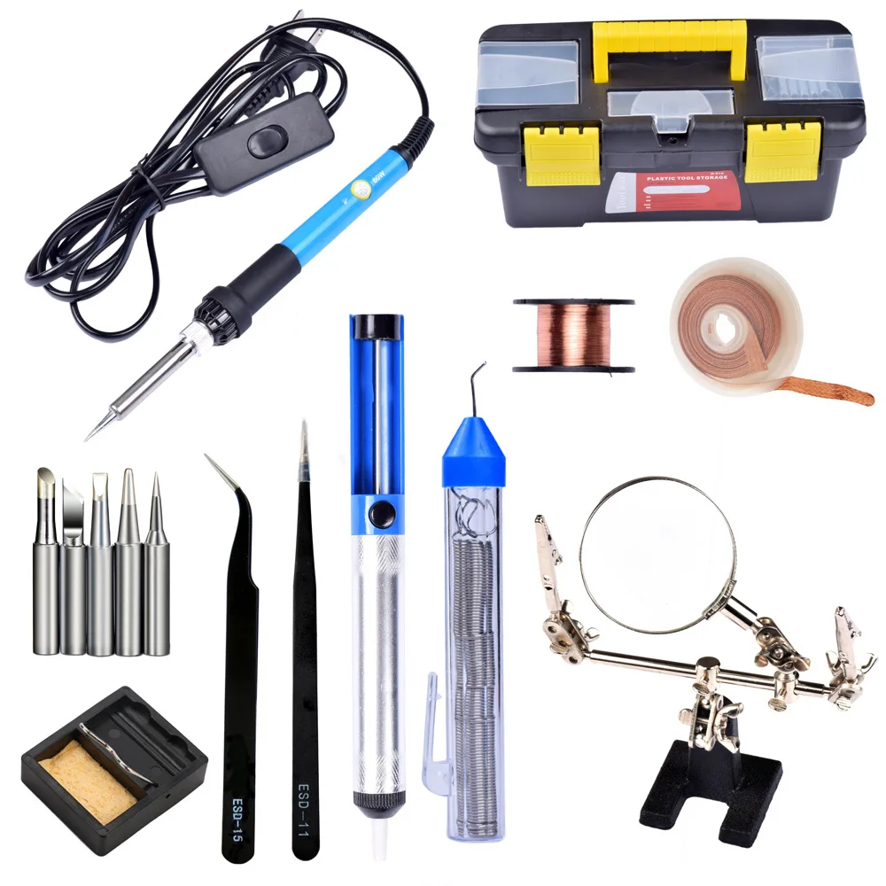 

60W Internal Heating Adjustable Constant Temperature Electric Soldering Iron Welding Welding Gun Magnifying Glass Tool Set