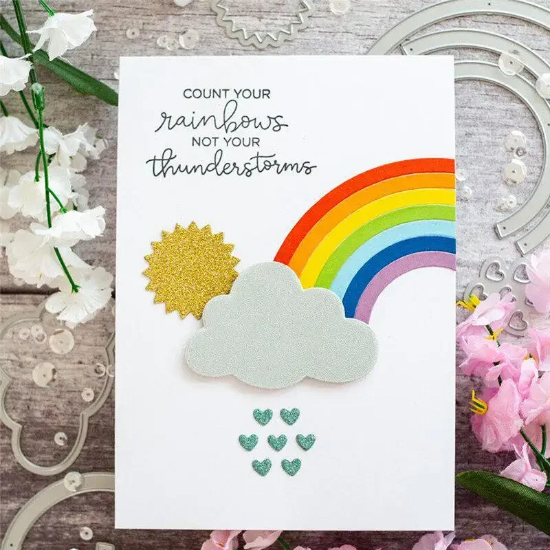 Rainbow Clouds Circle Metal Cutting Dies Scrapbooking  Semicircle Card Making DIY Embossing