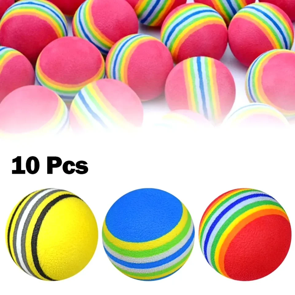 10pcs 골프 스윙 훈련 폼 공 레인보우 스폰지 소프트 연습 공 유연한 실내 골프 스윙 훈련 보조 액세서리