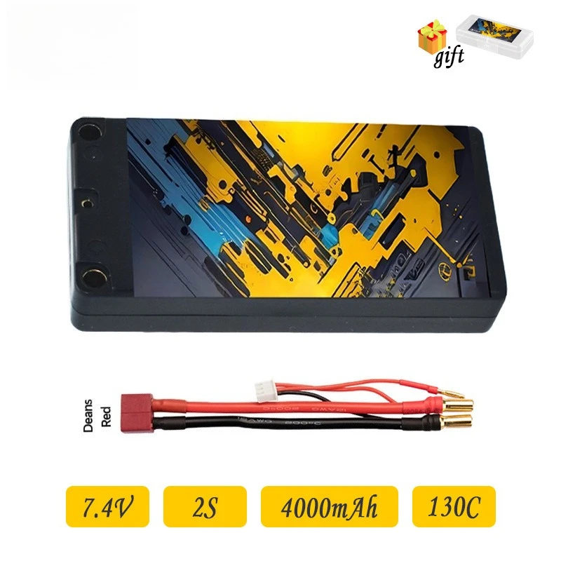 

4000mAh 2S 7.4V 130C Compatible with 1/10 Remote Control Car Model Thin Hard-shell Lithium Battery