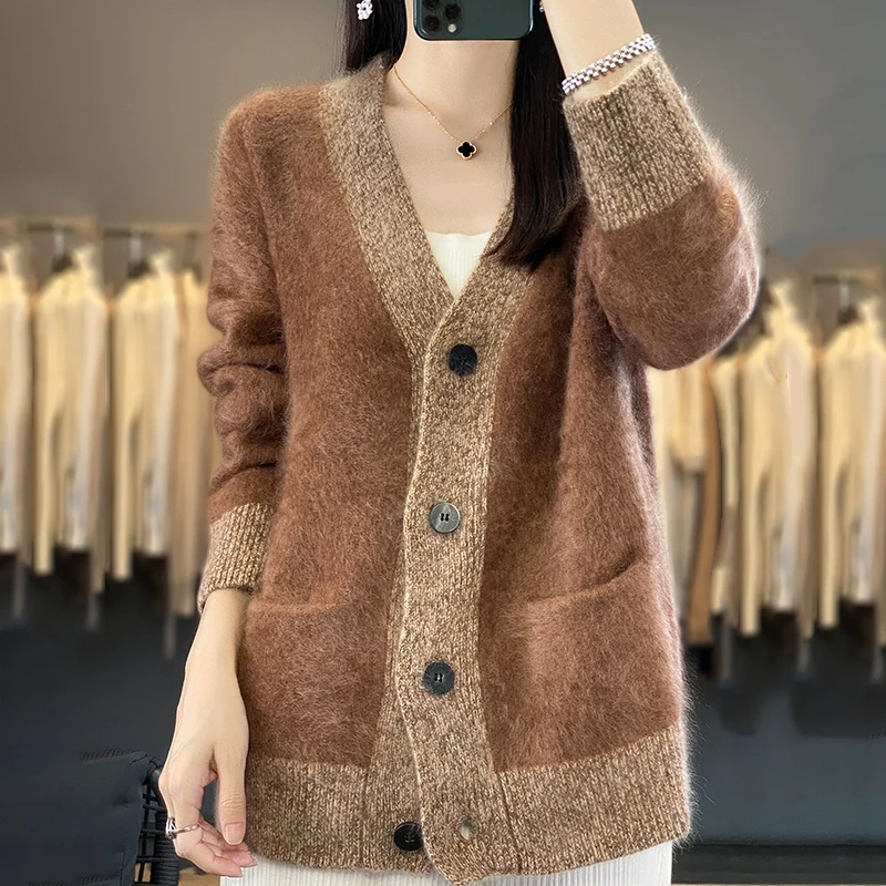 

Удобный мягкий 100% кашемировый кардиган, свитер, осенне-зимний женский трикотаж с длинными рукавами, базовая элегантная теплая одежда, топы