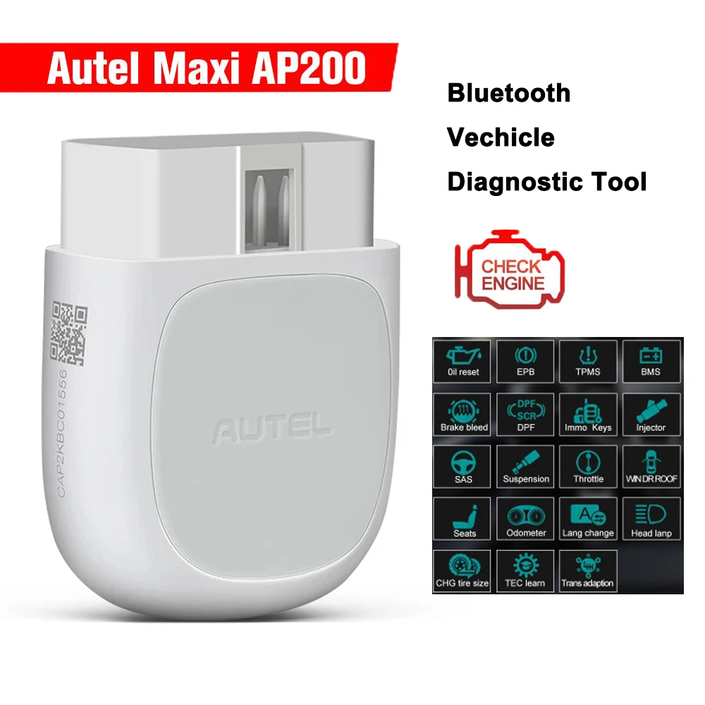 Autel MaxiAP AP200 Bluetooth-считыватель кодов с полной диагностикой системы