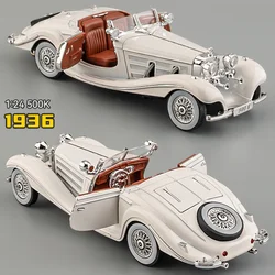 Simulation 1/24 Scale Benz 500K 1936 Classic Vintage Car Model With Display Box Birthday Gift Boy Collection Miniature Voiture