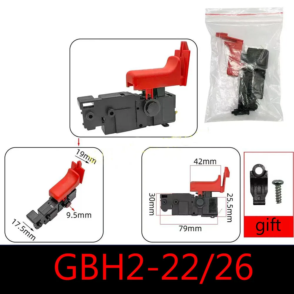 AC 220V Hand Drill Trigger Switch Rotory Hammer Switch Replacement For Bosch GBH2-26DE For -GBH 2-26E Electric Hammer Parts ﻿