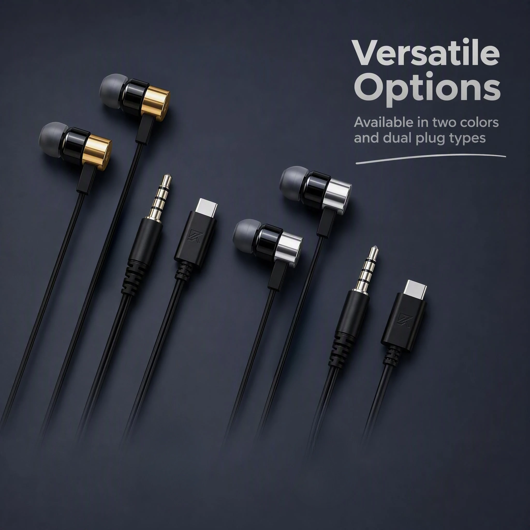Premium In-Ear Wired Earbuds Clear Sound 3.5mm & Type-C Plug with Mic for Smartphones Tablets Laptops view 2