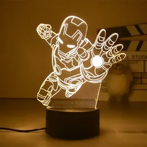 Anime -Figuren -LED -Leuchten für Kinder, Ironman, Spiderman, Disney Actionfiguren, Kinderzimmerlampe, Modelldekoration, Geschenkspielzeug, 3D 8 Hauptverkauf Iron Man Luminaire - №1