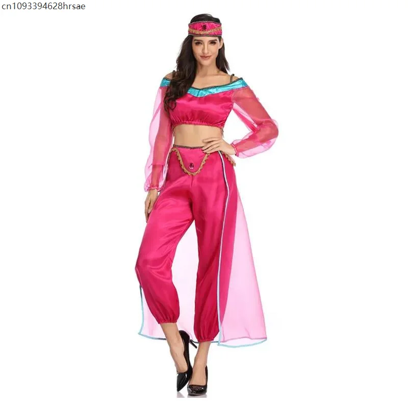 

Women Halloween Fairy Tale Aladdin Lamp Jasmine Princess Cosplay Costume Carnival Party Arab Belly Dance Fancy Dress