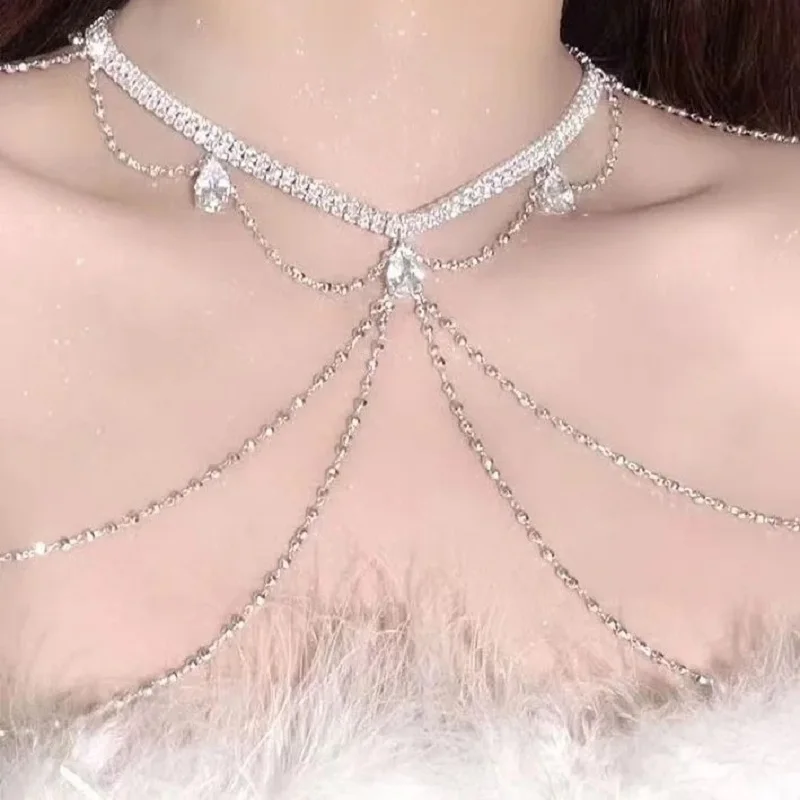 

Body chain European and American exotic style exaggerated sexy backless micro-inlaid rhinestone zircon sequins