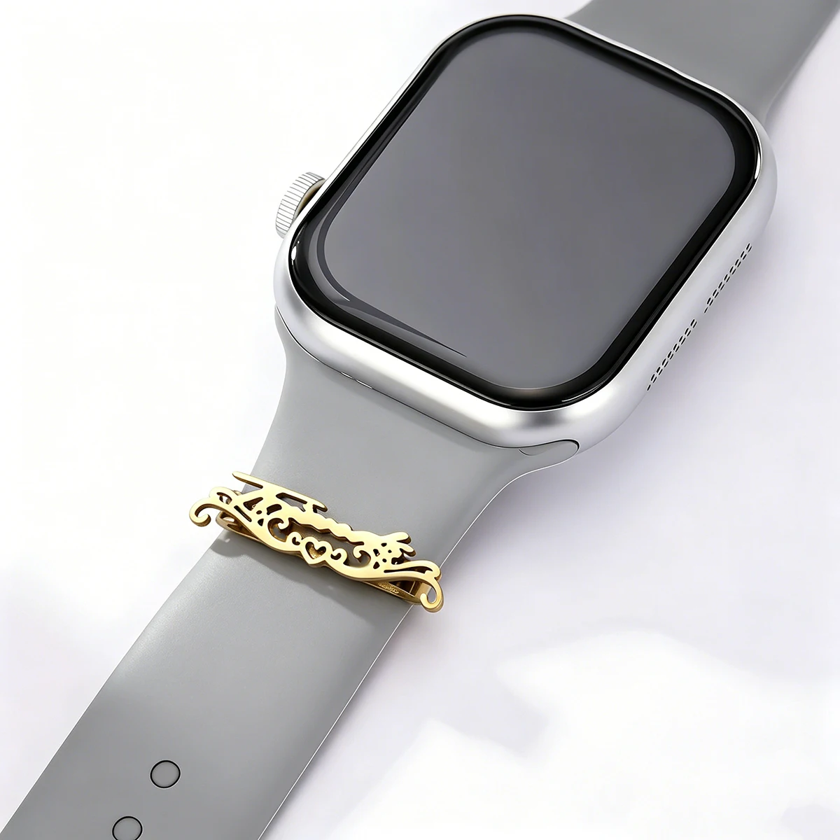Chandler Custom Name Watch Band Sliders, Traditional Chinese Dragon Phoenix & Heart Filigree Design Stainless Steel Watch Charm