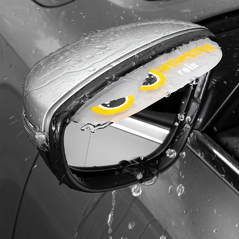 Picture 6: 2PCS Car Rearview Mirror Rainproof And Eyebrow Frame Cartoon Safe Journey Rain Proof And Rainproof Board Universal Soft Rubber