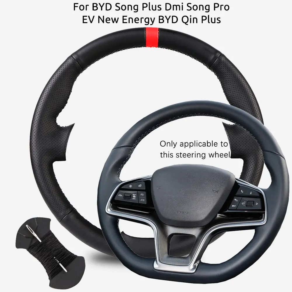 

Scratch-Resistant DIY Car Steering Wheel Cover Microfiber Leather For BYD Song Plus Dmi Song Pro EV New Energy BYD Qin Plus