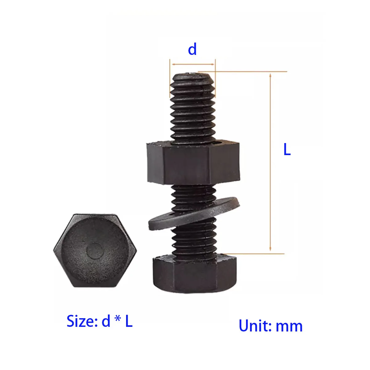 Black Nylon Hexagon Socket Screw Nut Washer Plastic Insulated Bolt Assembly M3 M4 M5 M6 M8 M10 M12