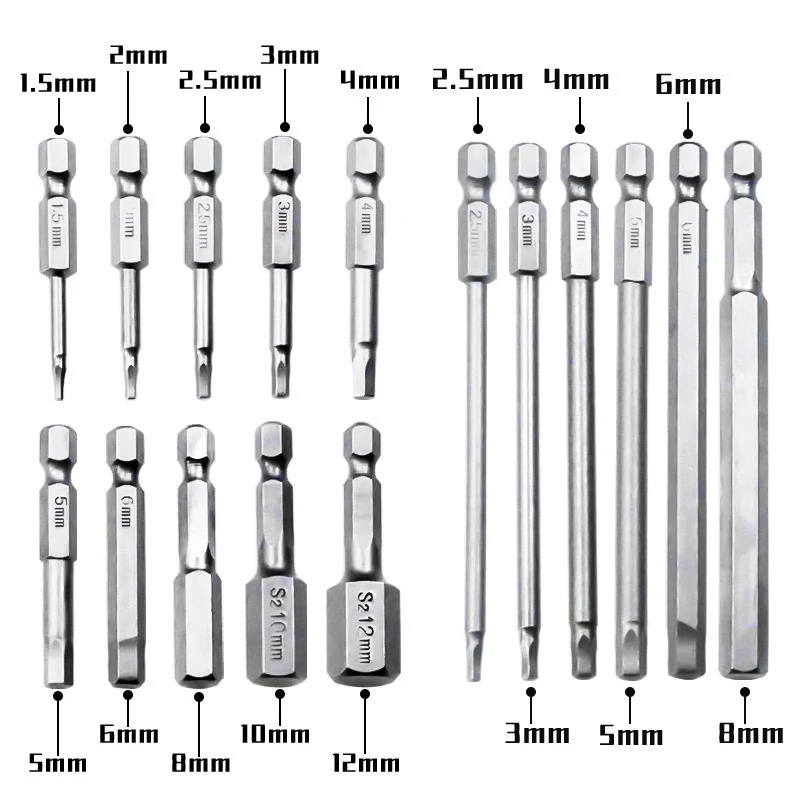 50-150mm Hex Screwdriver Bits H1.5-H12 Hex Shank Magnetic Nut Driver Set Power Drill Adapter for Home Repair&DIY