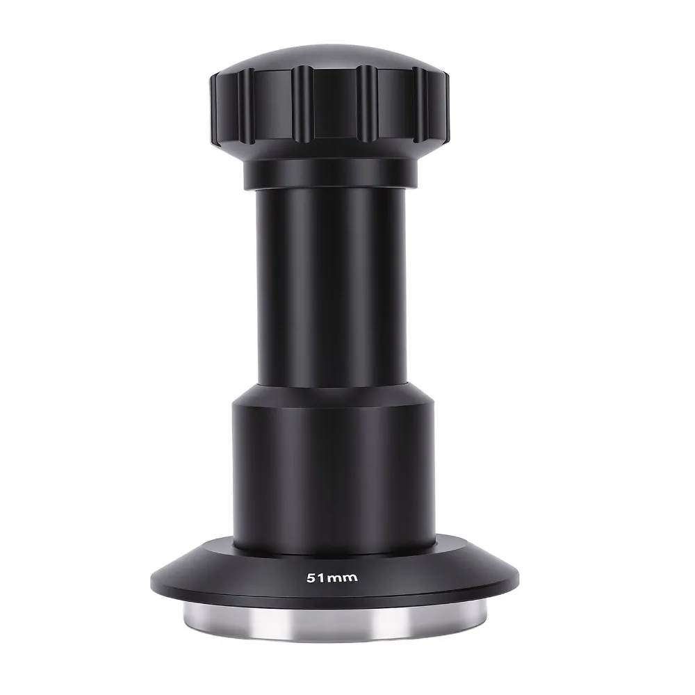 304 Stainless Steel Espresso Tamper Spring System 25-35lb Adjustable Pressure Calibrated Coffee Tamper Detachable Design BLack