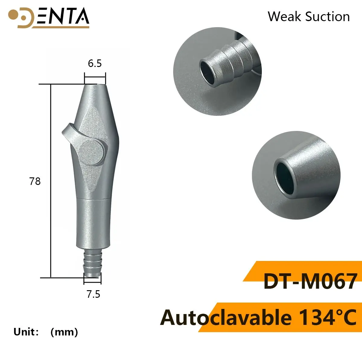 Dental Universal Aluminum Saliva Swivel Sucker Suction Handle Strong Weak Suction Autoclavable head tips tools part