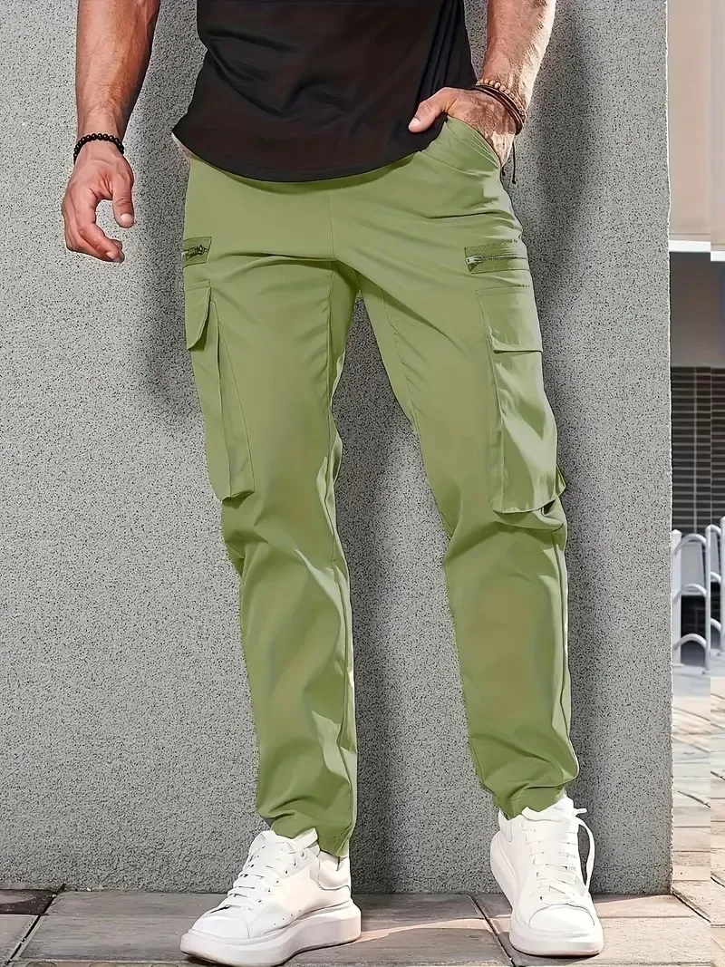 Men trousers Side Pockets Cargo Harem Pants Zipper Black Hip Hop Casual Male Joggers Trousers Fashion Casual Streetwear Pants