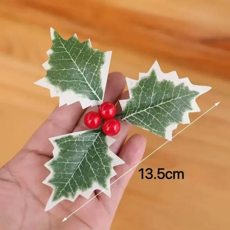 10/20 قطعة أوراق زينة عيد الميلاد إكسسوارات توت عيد الميلاد لتقوم بها بنفسك أوراق اصطناعية ديكور التوت الأحمر لشجرة عيد الميلاد السنة الجديدة