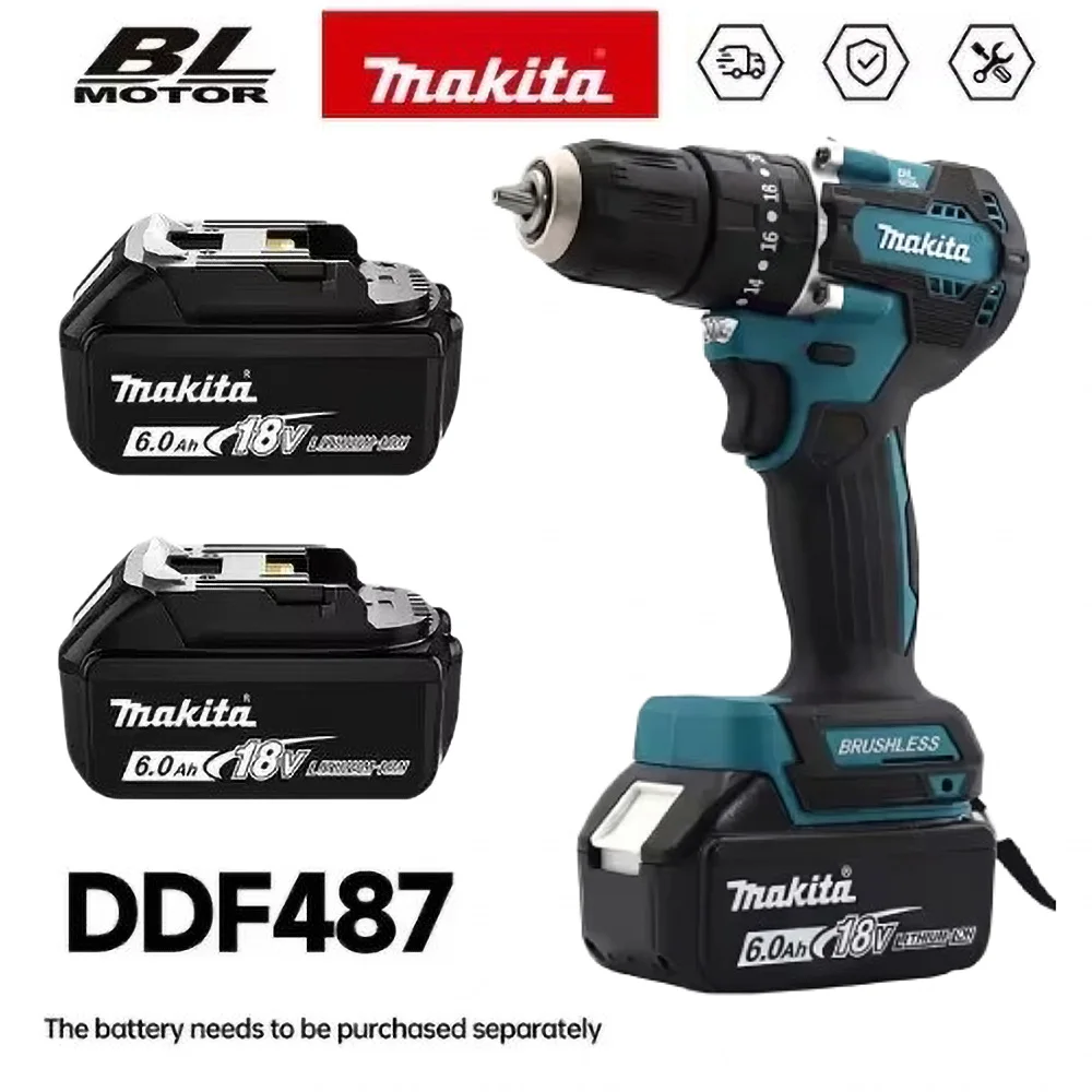 Makita DDF487 18V Brushless Cordless Drill Driver Rechargeable Electric Power Tool