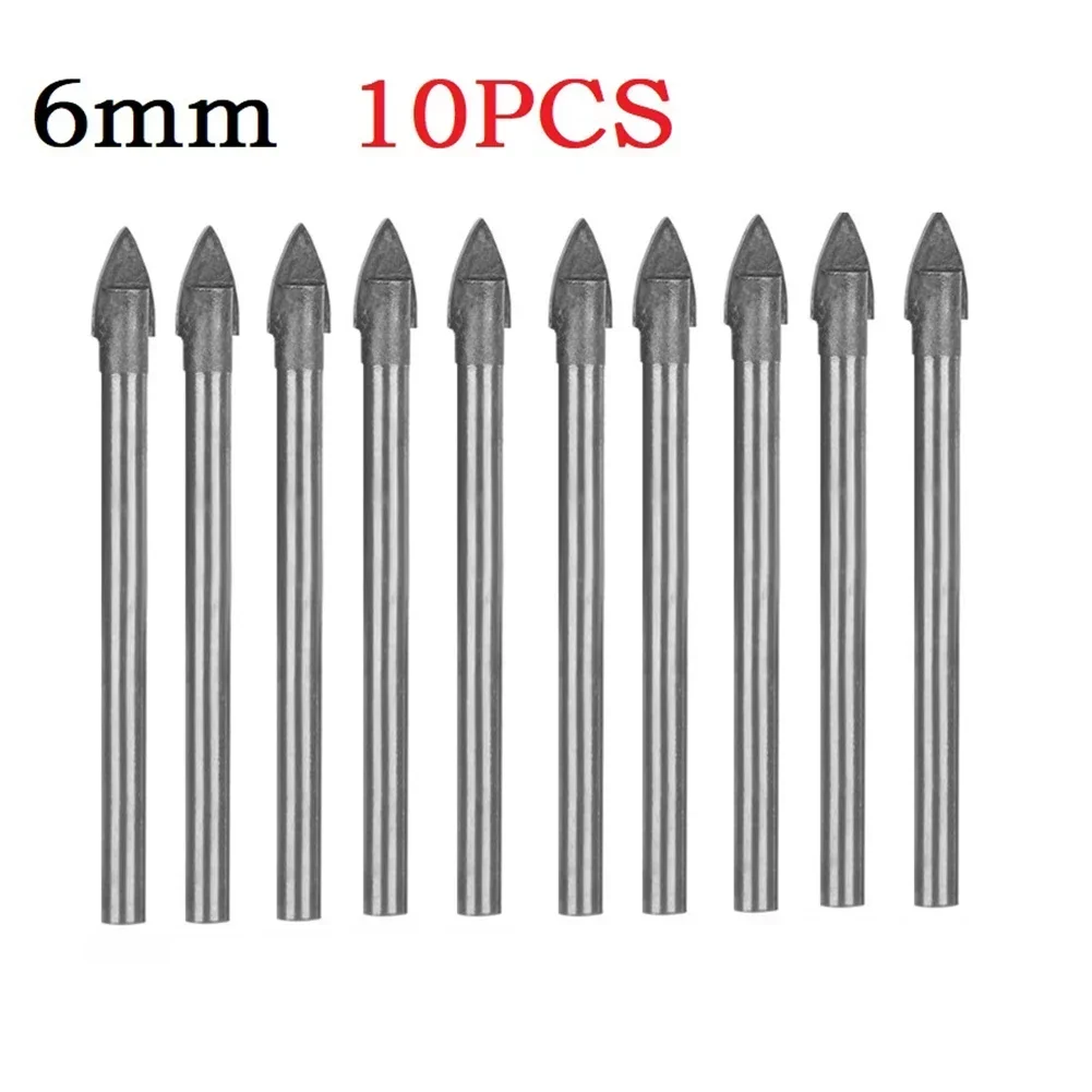 10 Pcs Drill Bits 6mm Dia 71mm Length Tip For Glass Ceramic Tile Carbide Drilling Bit Head Tungsten Wood Cutter