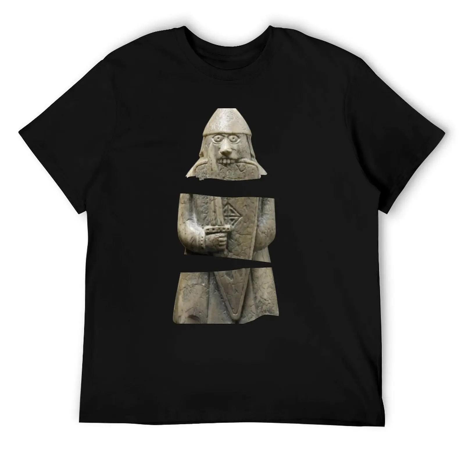 

Lewis Viking Chessmen - Shield-Biting Berserker, Slashed Design T-Shirt t shirt for man t shirts designer T-Shirt