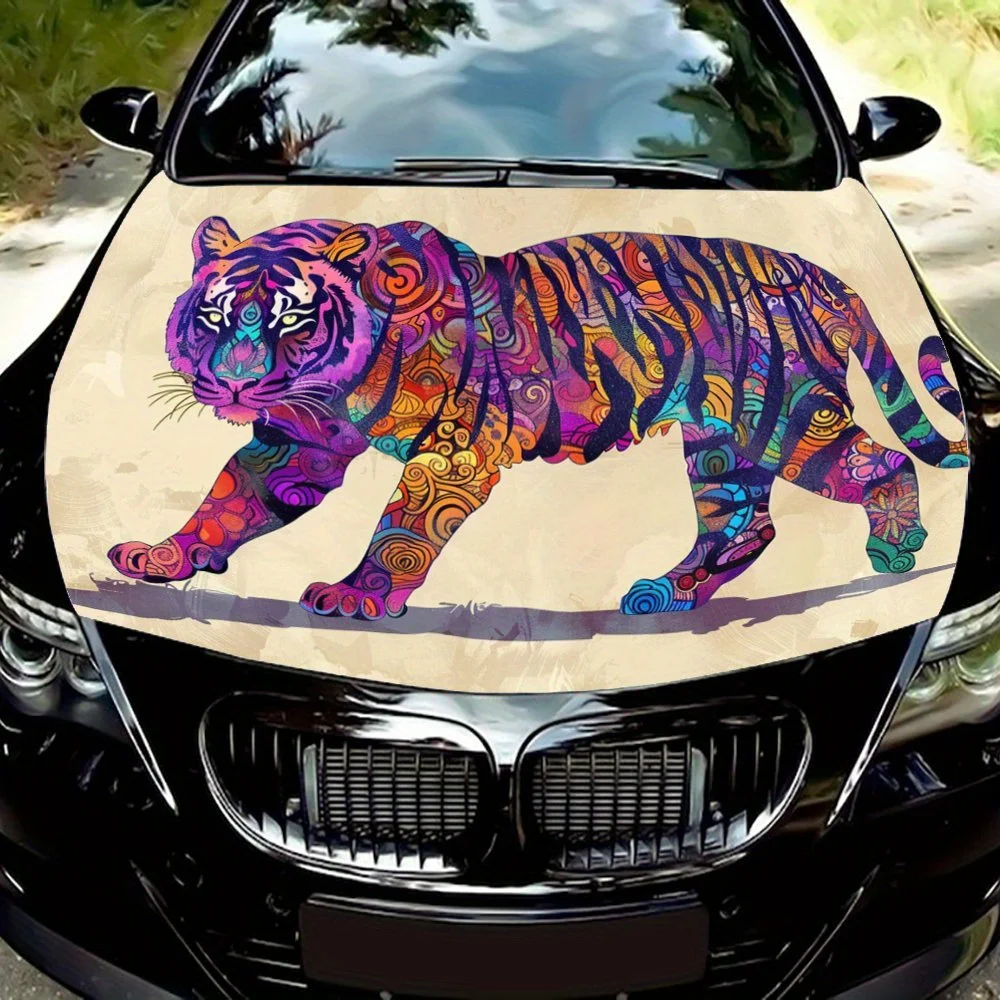 

Colorful Tiger: A Unique Interpretation of Abstract Patterns; Car Vinyl Wraps, Vinyl Car Hood Decals, Custom Exclusive Style for