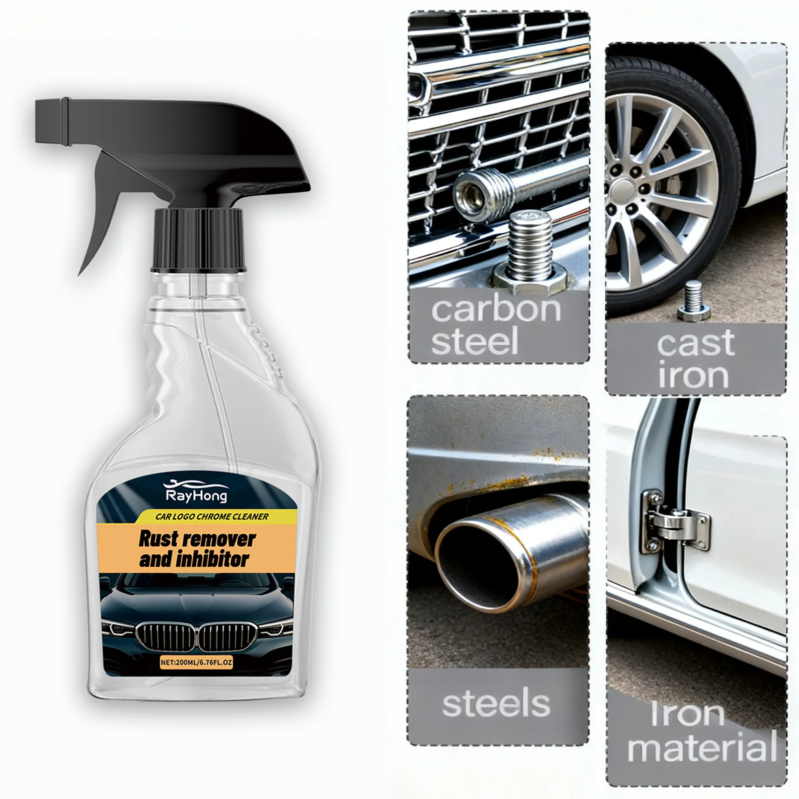 Heavy Duty Rust Converter & Remover Spray for Metal Anti-Rust Protection for Car Parts, Tools, Iron Gates, Home Appliances 200ml