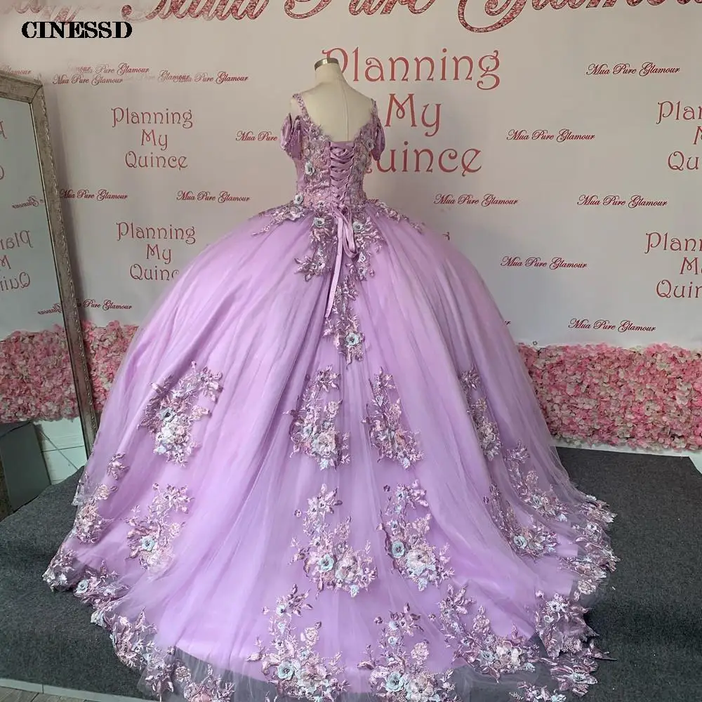 Vestido de quinceañera de flores hecho a mano para niña, ropa de graduación con hombros descubiertos, azul cielo claro, fiesta de graduación, 2022