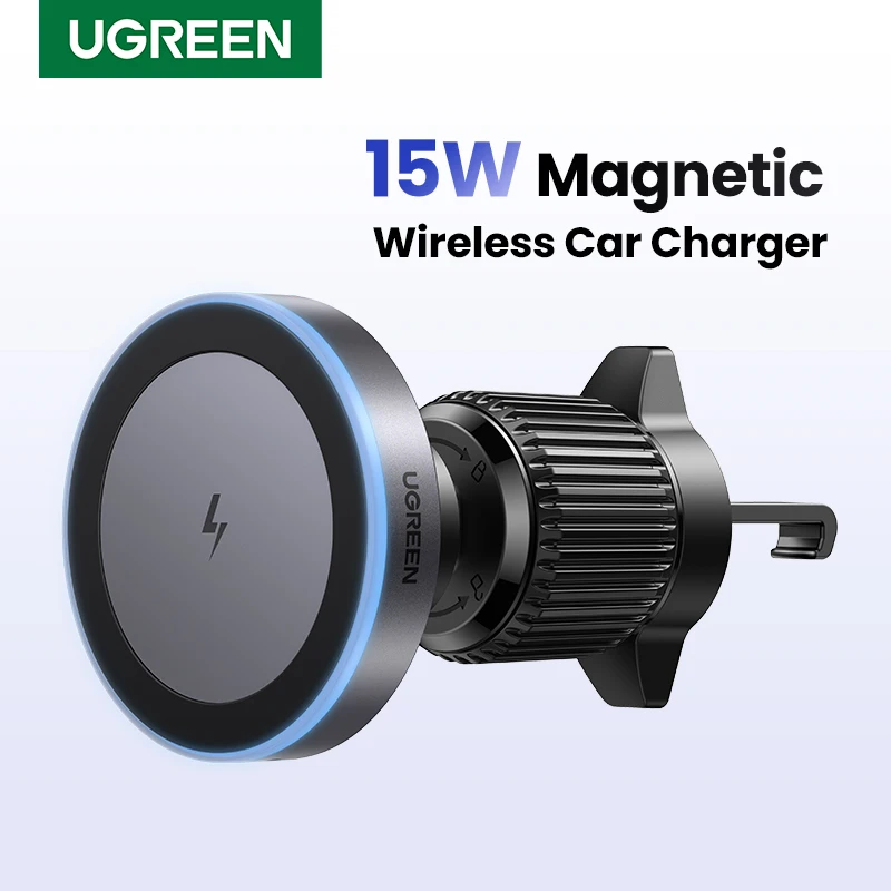 UGREEN Qi2 15W Magnetic Car Phone Holder Wireless Charger Stand For iPhone 15 16 Pro Max Charging for Magsafe Car Charger LED