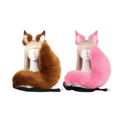 Ensemble oreilles et queue de renard, bandeau oreilles de chat poilu avec queue, oreilles de renard Anime de chaton, Costumes de fête de Cosplay d'halloween