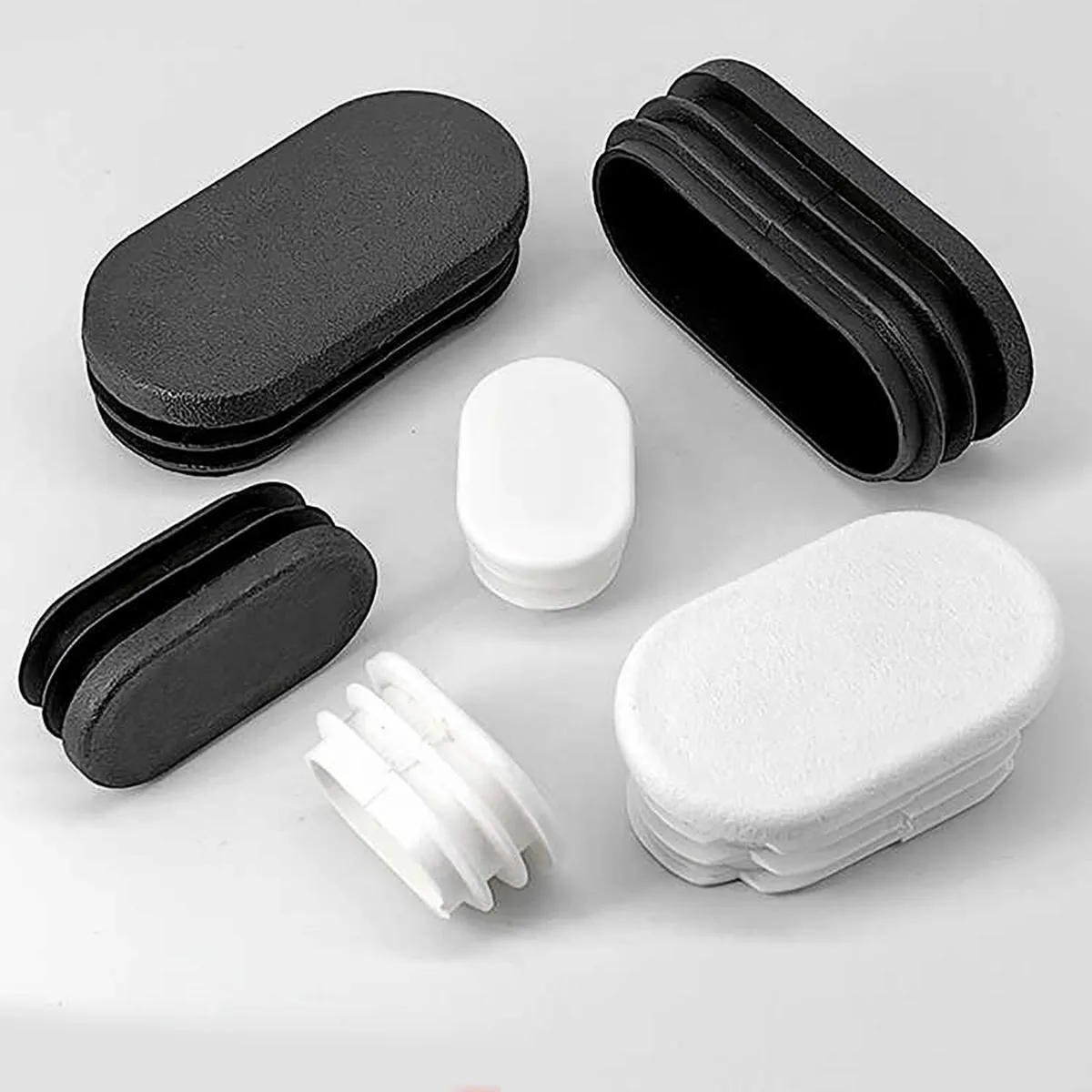 Oval Oblong Plastic Blanking End Caps Bungs Tube Pipe Inserts Plugs Non-slip Chair Table Leg Covers Furniture Feet Protectors