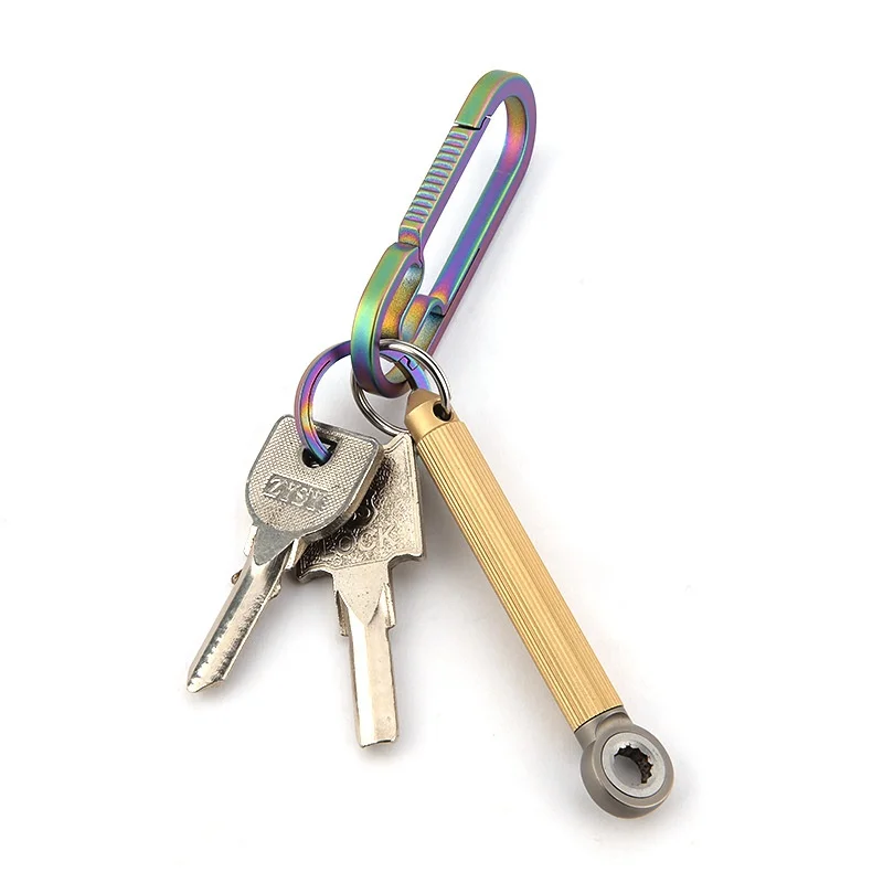 سلسلة المفاتيح المحمولة نافذة قواطع النحاس سبائك التيتانيوم متعددة الوظائف EDC أداة وجع مفك مسطح الصليب مفك البراغي #5