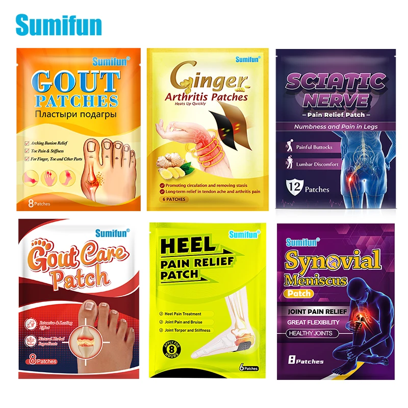 

6Types 100% Sumifun Original Patches For Foot Gout Heel Pain Hand Wrist Thumb Spondylosis Treatment Sticker Pain Relief Plaster