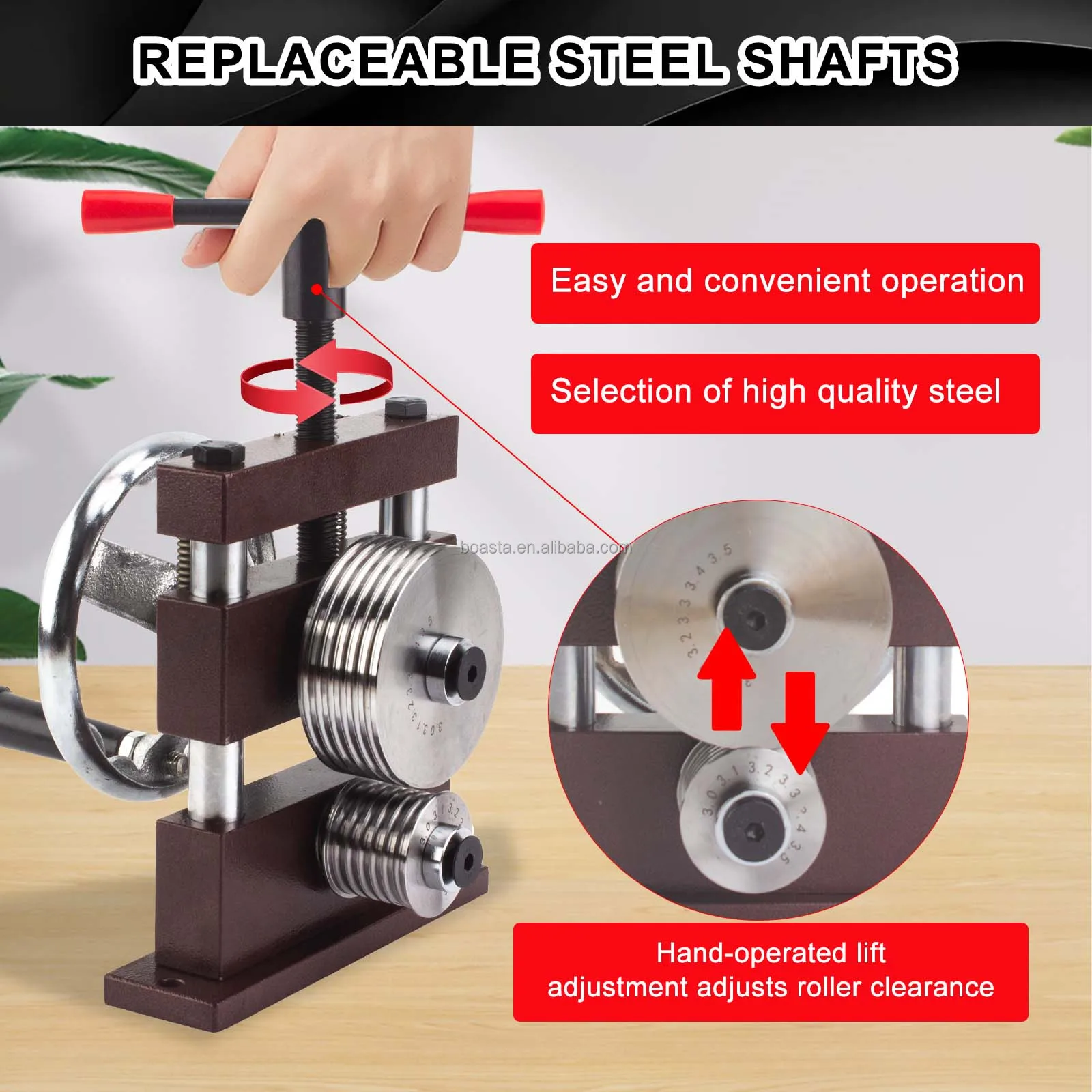 Machine Manual Bangle Bracelet Shaping Machine with Interchangeable Grooved Rollers Jewelry Ring Resizing Tool Jewelry