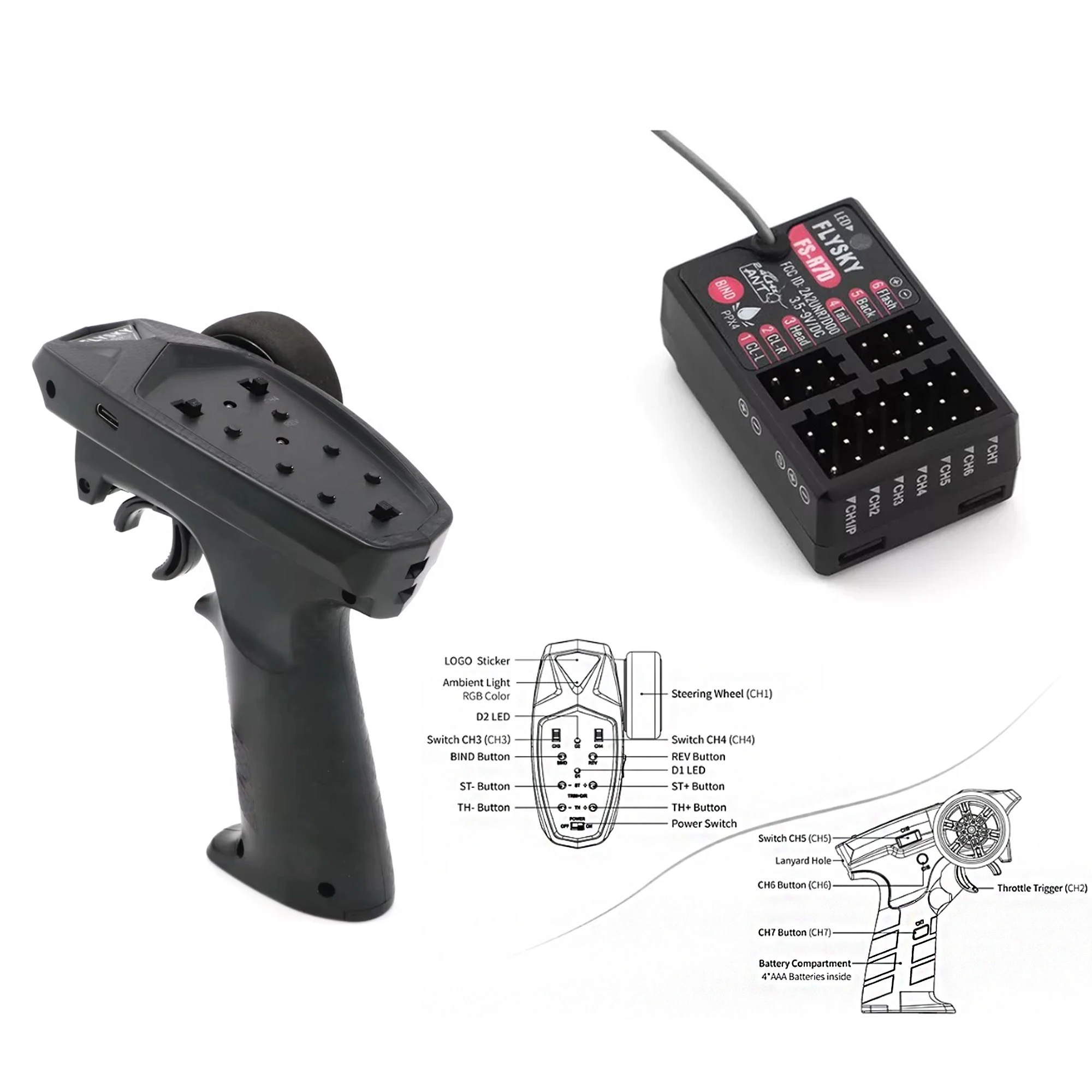 Vehicle / Vessel Seven Channel FLYSKY FS MG7 Remote Control 7CH ANT Protocol 2.4G