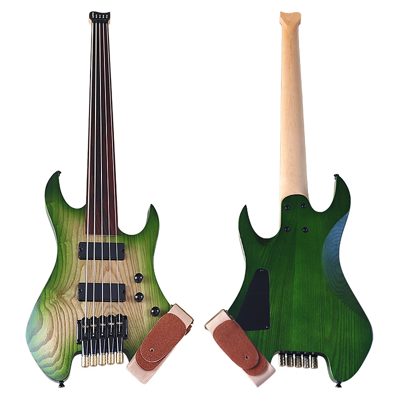 Fretless 5 Strings Headless Electric Bass Guitar 41 Inch Bass Guitarra Solid Ashwood Body New Arrival