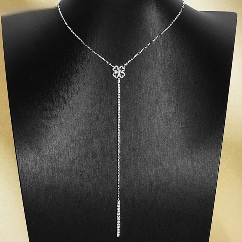 

Heart All Moissanite Necklace Pendant for Women Long Chain Lab Diamond Luxury Wedding Party Jewelry 925 Sterling Silver