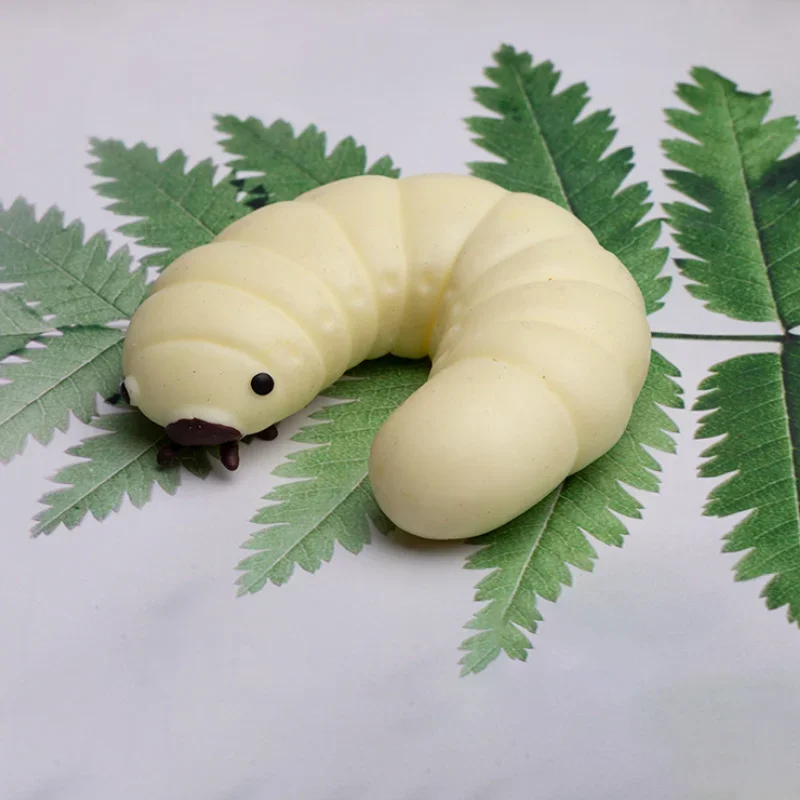 Simulation Soybean Mealworms Stress Relief Toy Slow Rebound Soft Mochi Toys Creative Funny Toy Sensory Fidget Toys Gifts