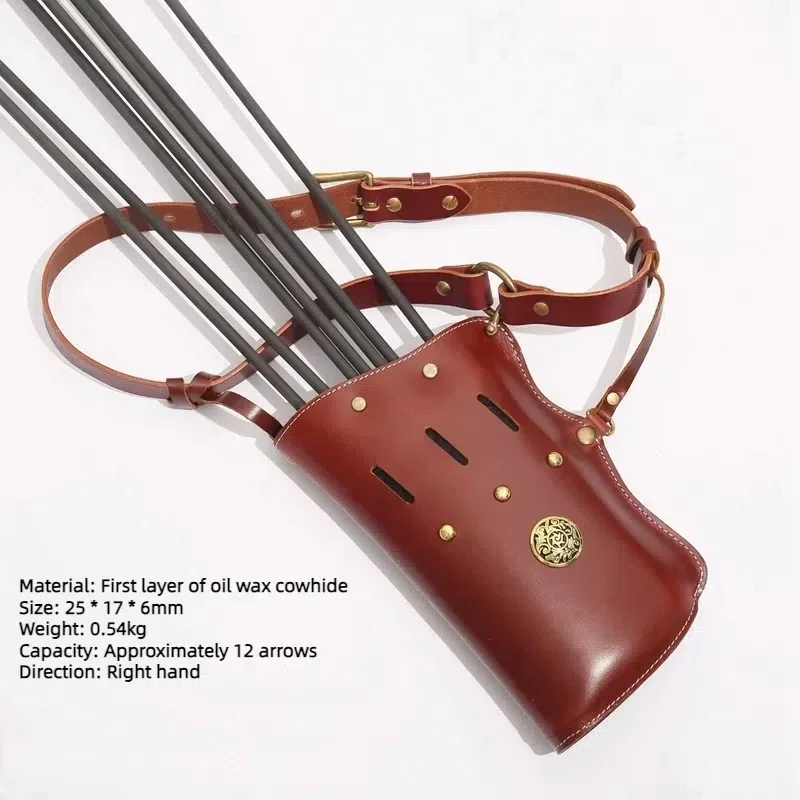 

1pcs Archery Quiver Vintage Cowhide Bow Arrow Pouch Portable Outdoor Hunting Shooting Accessories