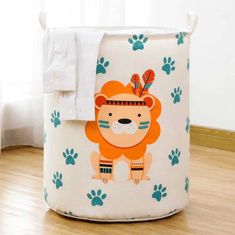 Foldable Laundry Basket Storage Bucket Japanese Cotton Linen Fabric Waterproof Dirty Laundry Toy Storage Basket Dirty Clothes