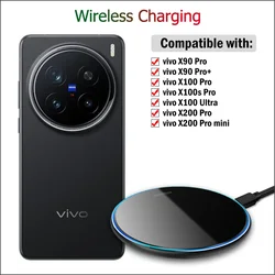 15W Fast Wireless Charger for vivo X200 Pro/X100 Pro/X100s Pro/X100 Ultra/X90 Pro Plus Wireless Charging Pad with Type-C Cable