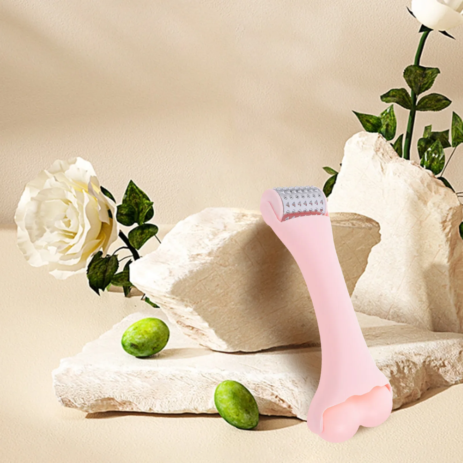 

Pink Cooling Sculpting Tool Dual Head Facial Massager Neck Skin Tightening V Shape Face Roller Daily Skincare Puffiness