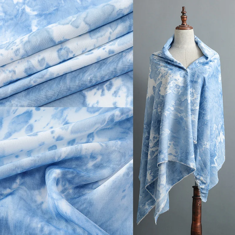 

Clothing Printing Designer Fabric Cotton Denim Fabric Handmade DIY Tie Dye Gradient Tablecloth Soft Shirt Drape