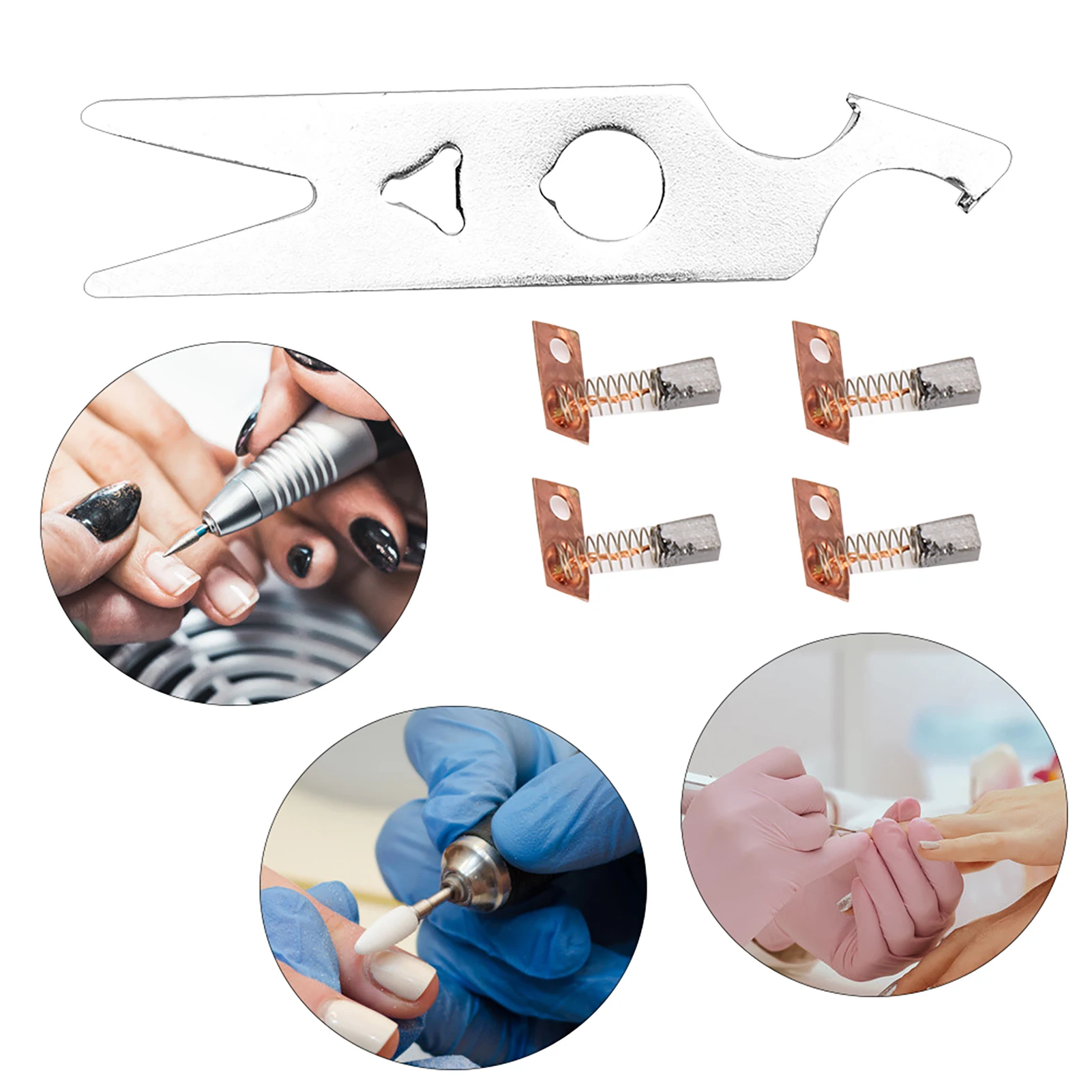 

2 Pairs Carbon Brush Wrench Set Nail Drill Handpiece Accessory Replacement Part