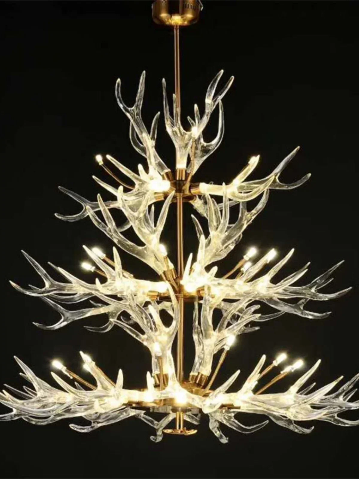 

Zhongshan Lighting Factory Direct Sales Flagship Store Living Room Chandelier Art Creative Transparent Antlers Designer Villa La