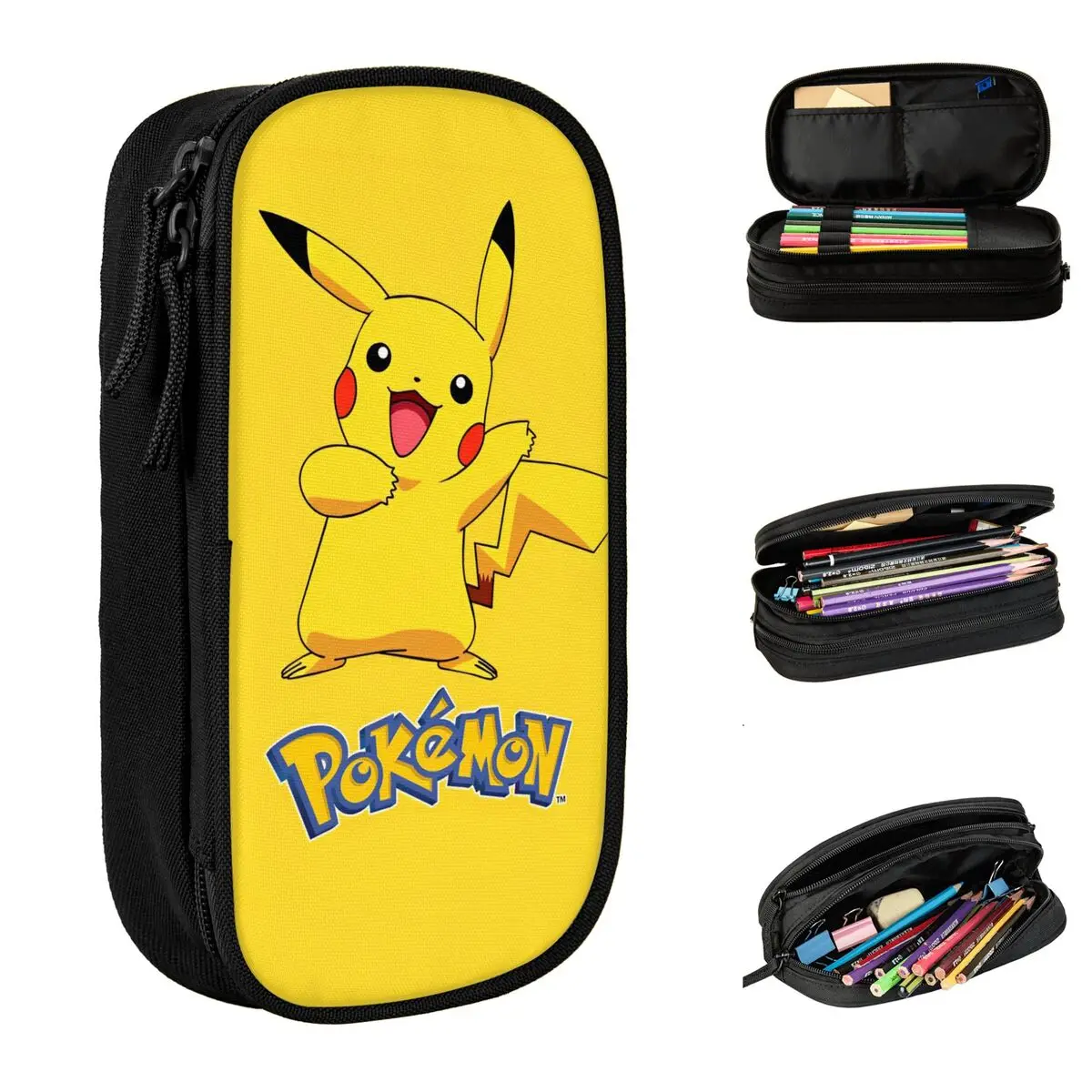 Pokemon Pikachu Anime Pencil Case Classic Cute Cartoon Game Pen Box Bags Girls Boys Large Storage School Supplies Pencilcases